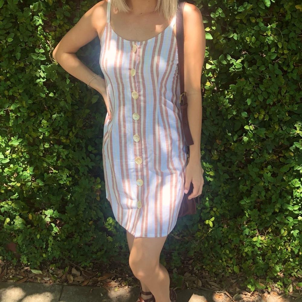 Striped button down dress